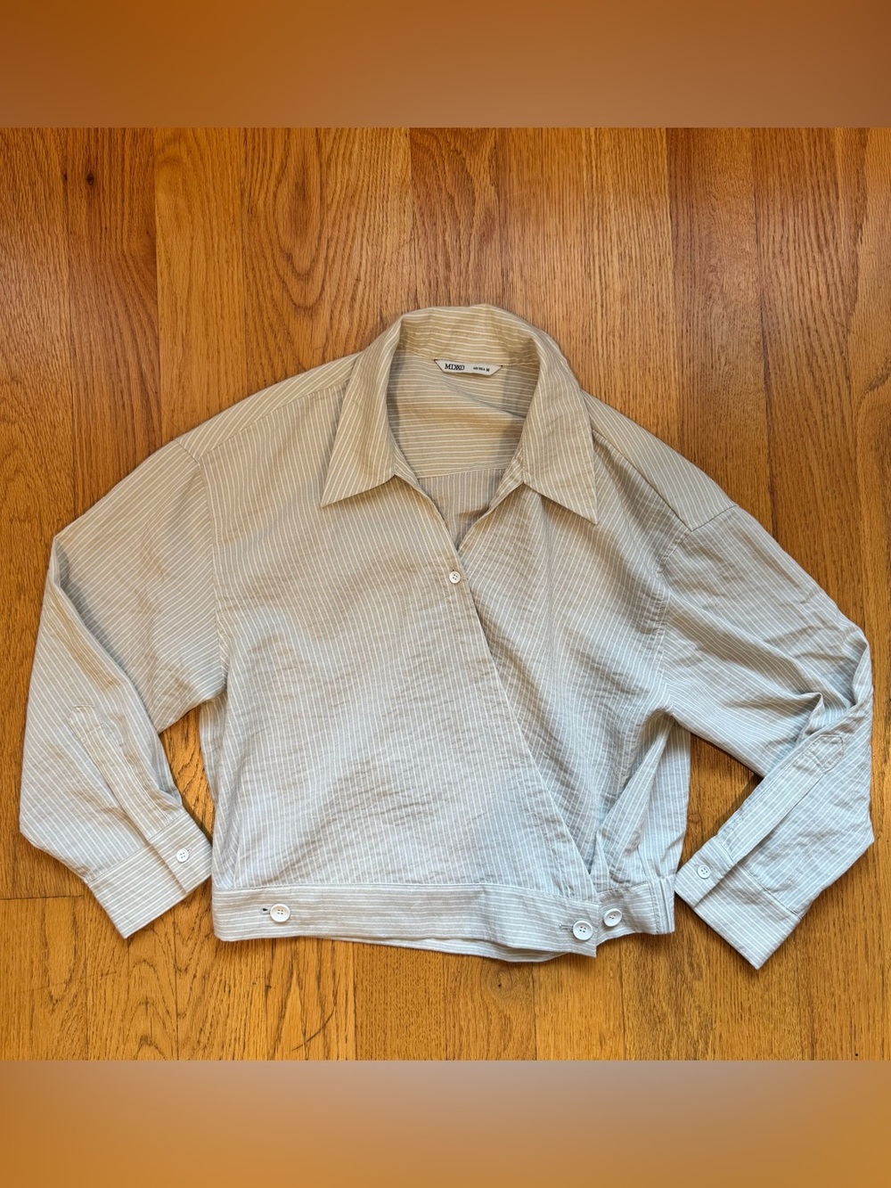 Light Cream Striped Button Blouse